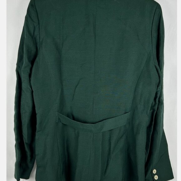 NWT Vtg Esprit Dark Green Linen Blend Blazer Jacket Sz L Pockets Button Up Lined - Picture 2 of 5